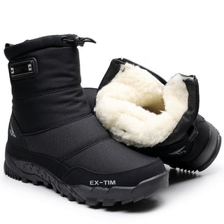 Bottes noires de neige imperméables et antidérapantes pour homme avec fourrure