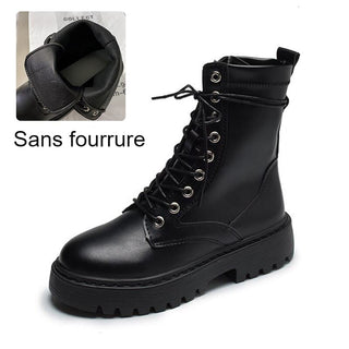 Bottes noires à bout rond de moto pour femme