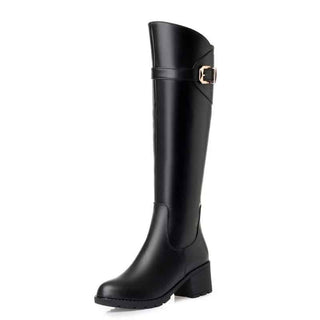 Bottes montantes en cuir véritable pour femmes
