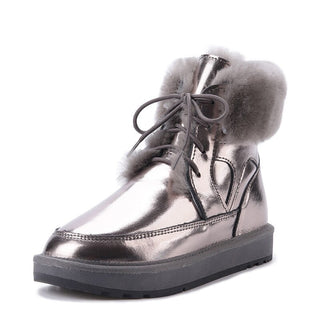 Shiny fur-lined boots