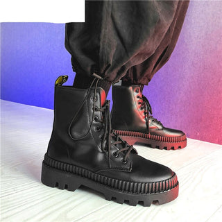 Bottes mi-hautes en tissu épais pour homme style coréen décontracté