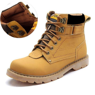 Bottes de neige à la cheville pour homme en cuir jaune