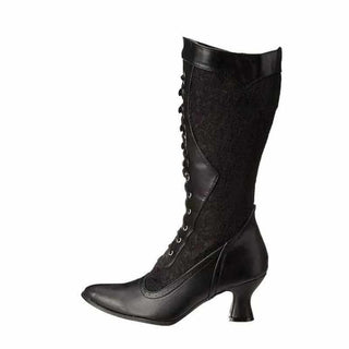 Bottes hautes vintage en cuir et dentelle