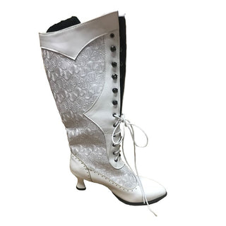 Bottes hautes vintage en cuir et dentelle