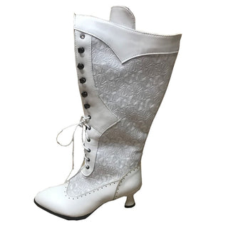 Bottes hautes vintage en cuir et dentelle