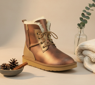 Sko for snø i ekte lær med vanntett pels