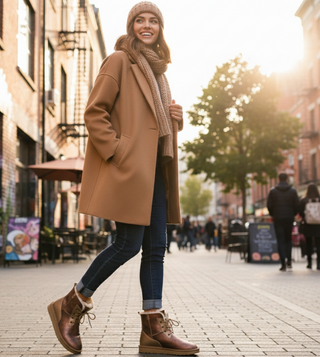 Botine de zăpadă din piele adevărată cu blană impermeabilă