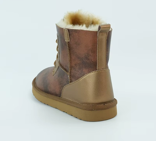 Botine de zăpadă din piele adevărată cu blană impermeabilă