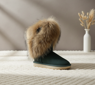 Høye vinterstøvler i ekte lær og pels