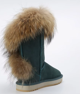 Halflange winterlaarzen van echt leer en bont