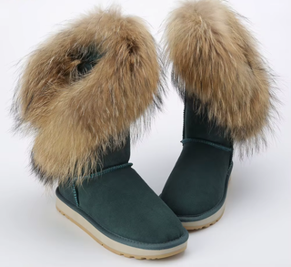 Halflange winterlaarzen van echt leer en bont