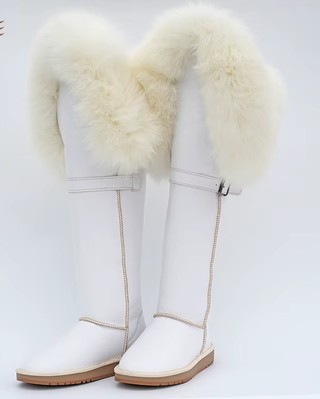 Bottes haute d'hiver en cuir véritable avec fourrure