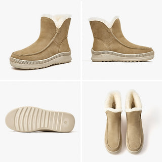 Botas cálidas de ante y cuero para mujer