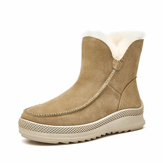 Botas cálidas de ante y cuero para mujer