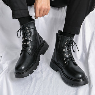 Bottes gothiques noires en cuir pour homme