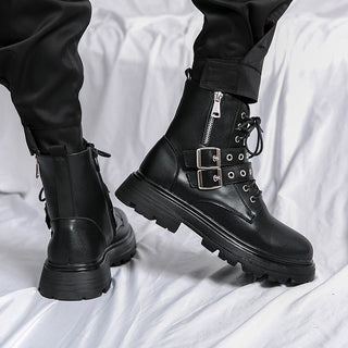 Bottes gothiques noires en cuir pour homme