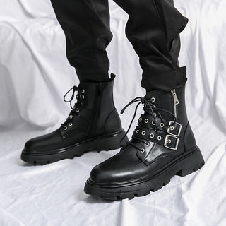 Bottes gothiques noires en cuir pour homme