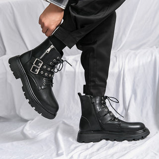 Bottes gothiques noires en cuir pour homme