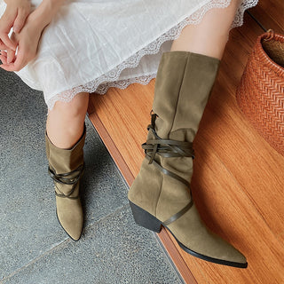 Stivali larghi al polpaccio a punta da donna