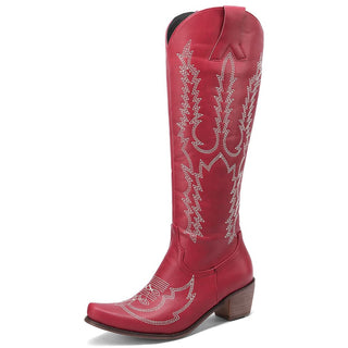 Bottes de cowboy vintage rouge pour femme