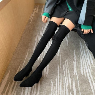 Stivali sopra il ginocchio da donna in finta pelle scamosciata