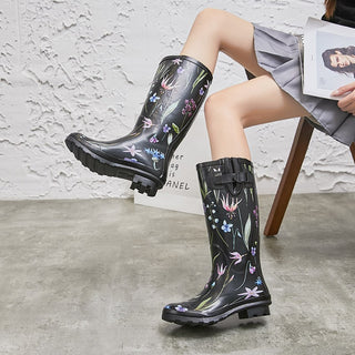 Stivali da pioggia in gomma impermeabili floreali
