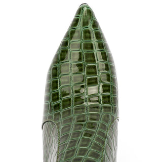 Damen-Lacklederstiefel mit Krokodilprägung