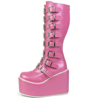 Botas góticas rosas con suela compensada