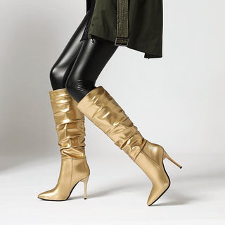 Bottes hautes à talons dorées