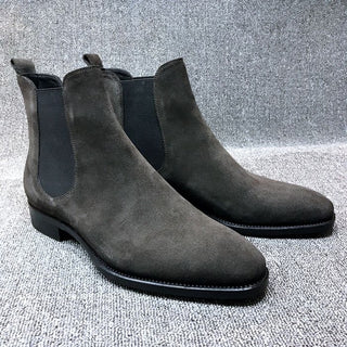 Bottes mi haute de neige en daim gris pour homme