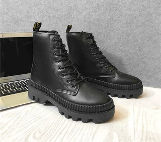 Bottes mi-hautes en tissu épais pour homme style coréen décontracté