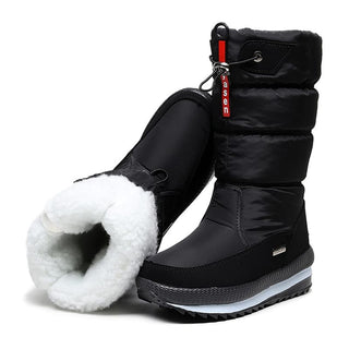 Bottes de neige noires à plates-formes imperméables et antidérapantes pour femmes