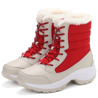 Botas de nieve impermeables para mujer con forro de felpa