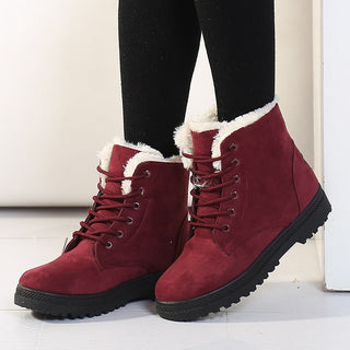 Bottes chaude en doublure en peluche d'hiver rouges pour femmes