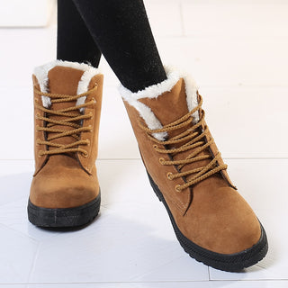 Bottes chaude en doublure en peluche d'hiver marrons pour femmes