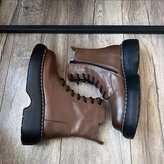 mittelhohe Schnürstiefel aus Leder
