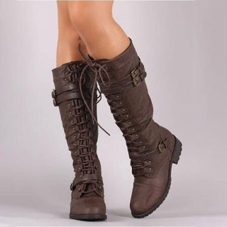High lace-up boots with cutouts