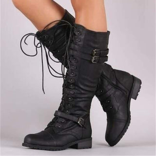 High lace-up boots with cutouts