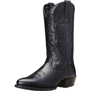 Botte de cowboy noire avec motif lignes cousu
