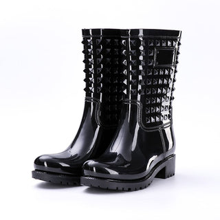 Botas de lluvia impermeables negras de diseño para mujer
