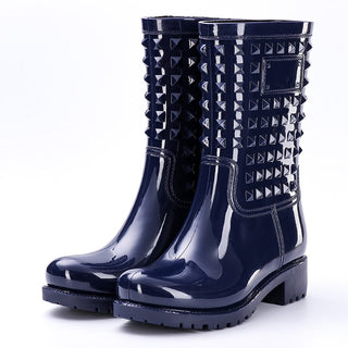 Botas de lluvia impermeables negras de diseño para mujer