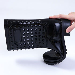 Botas de lluvia impermeables negras de diseño para mujer