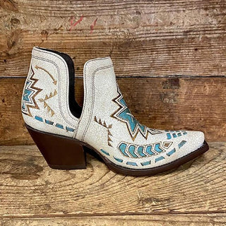 Botas baixas de Cowboy com sola de madeira para mulheres