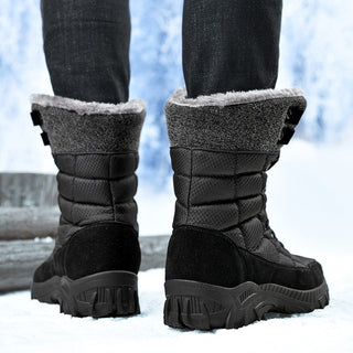Bottes de neige pour homme en cuir imperméable noir