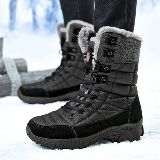 Bottes de neige pour homme en cuir imperméable noir