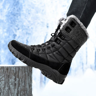 Bottes de neige pour homme en cuir imperméable noir