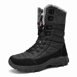 Bottes de neige pour homme en cuir imperméable noir