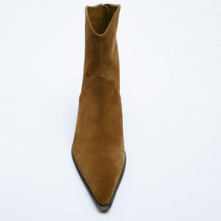 Sommerstøvler for kvinner med høye firkantede hæler