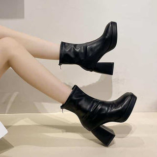 Botas de tacón para mujer elegantes con tacón cuadrado