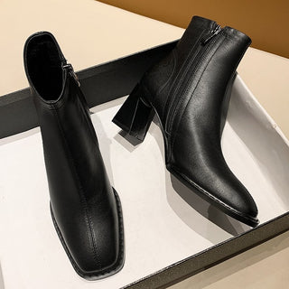 Damen-Ankle-Boots mit eckiger Spitze und Absatz